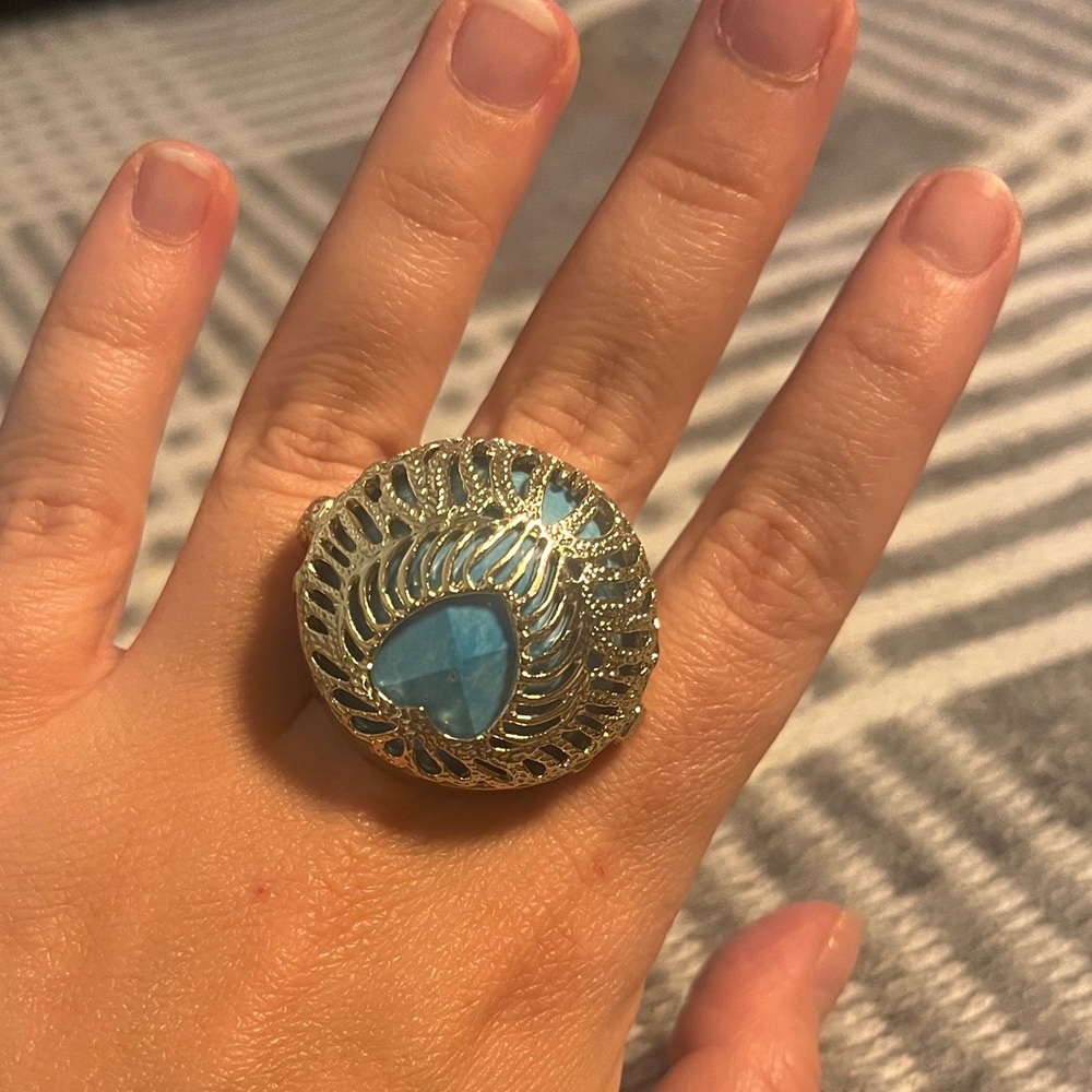 Kendra Scott Claire Vintage Cocktail Ring Gold Turquoise Blue